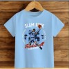 Çocuk Mavi Pamuklu Baskili T-shirt